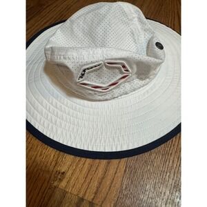 Evoshield White Navy Blue Wide Brim Bucket Hat Patriotic Shield Logo Boonie Hat